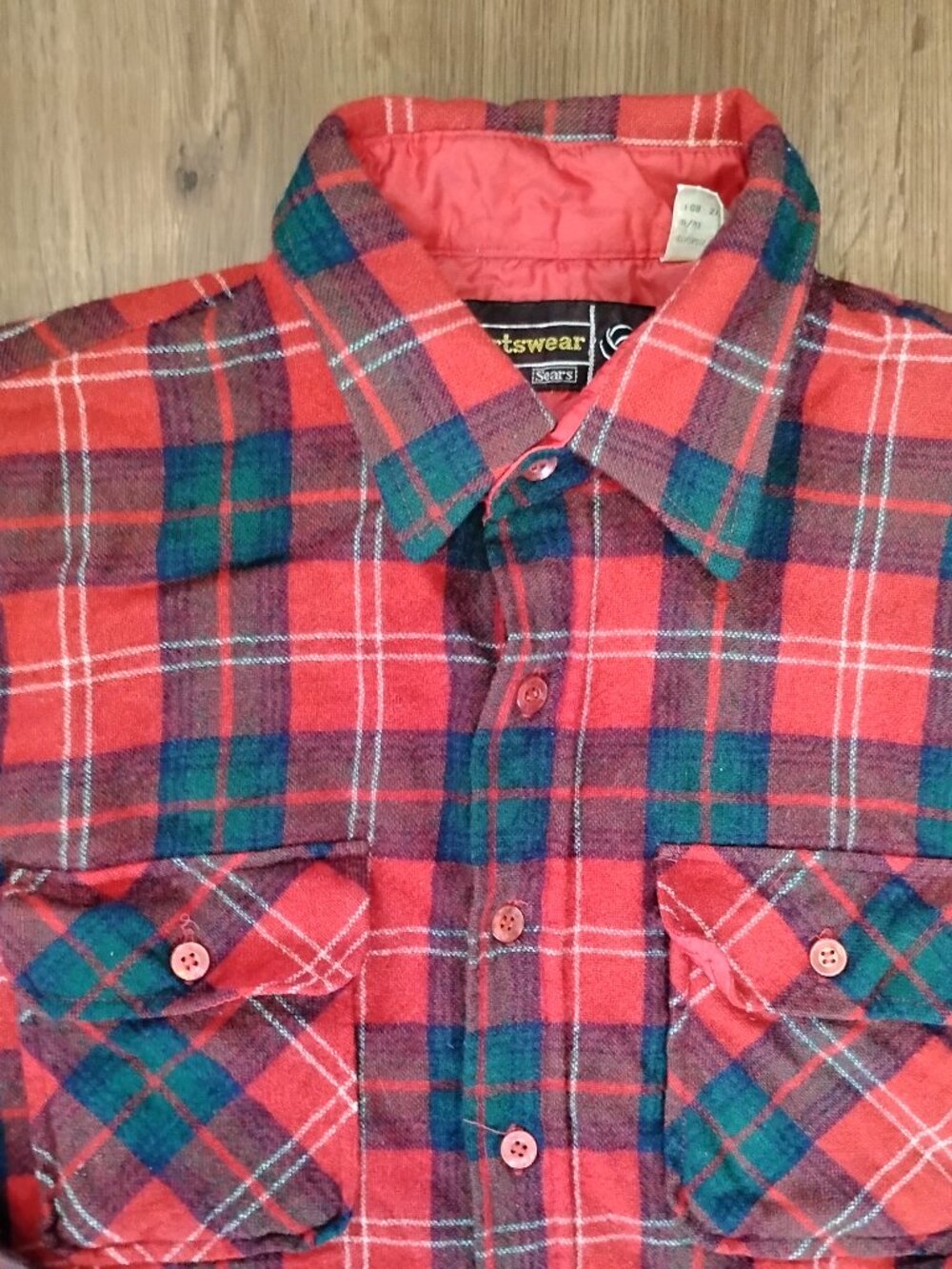 Vintage Sears Wool Flannel Plaid Button Shirt